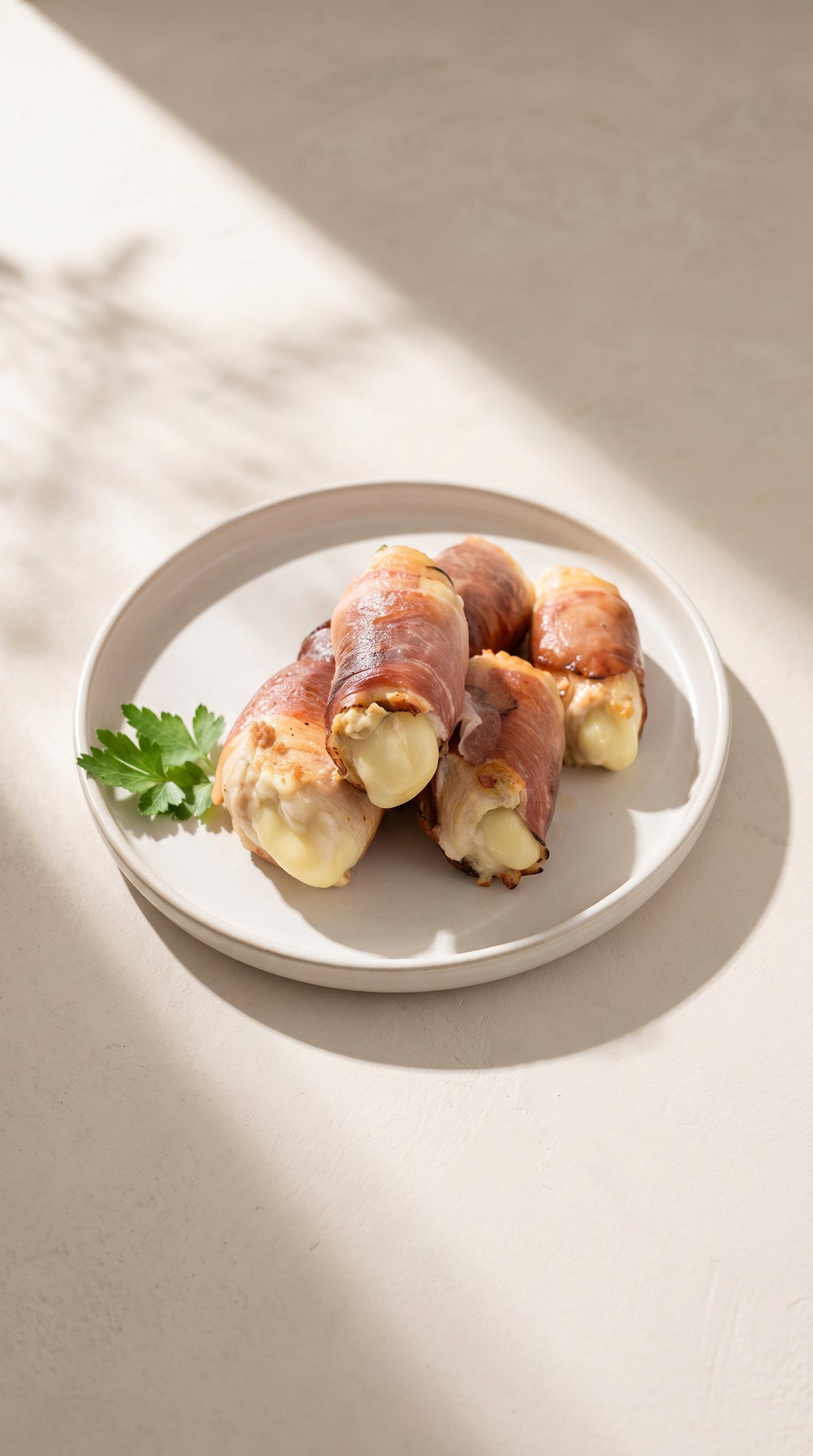 Involtini di pollo speck, mele e Branzi